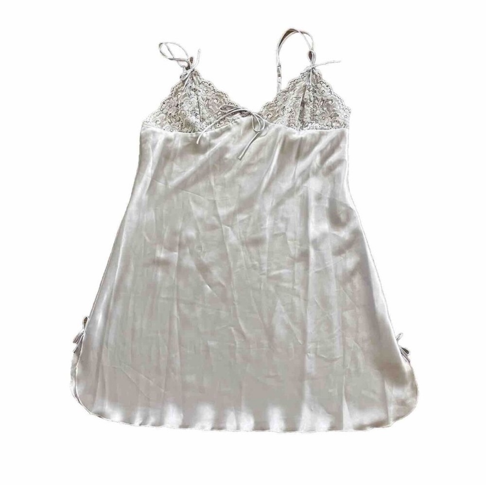 Elegant pale blue, silver Lace slip dress Chemise